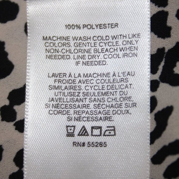 Express Top Sz SP Black Tan Animal Print V Neck 100% Polyester Top - Picture 10 of 12